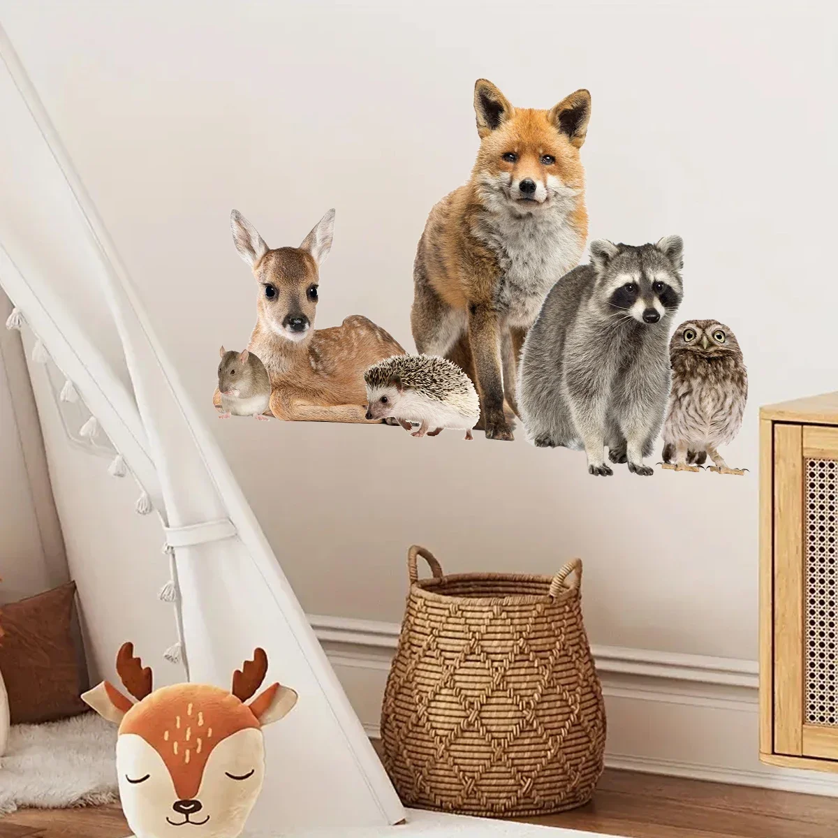 1 шт. акварельные реалистичные наклейки на стену с изображением животных енота