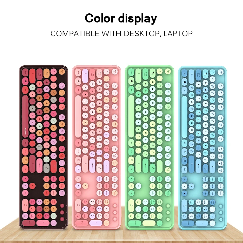 

Game Keyboard And Mouse Set 4Color Mixed Colo2.4Ghz Wireless Vintage Universal Desktop Keyboard And Mouse Kit For Girl Gift027