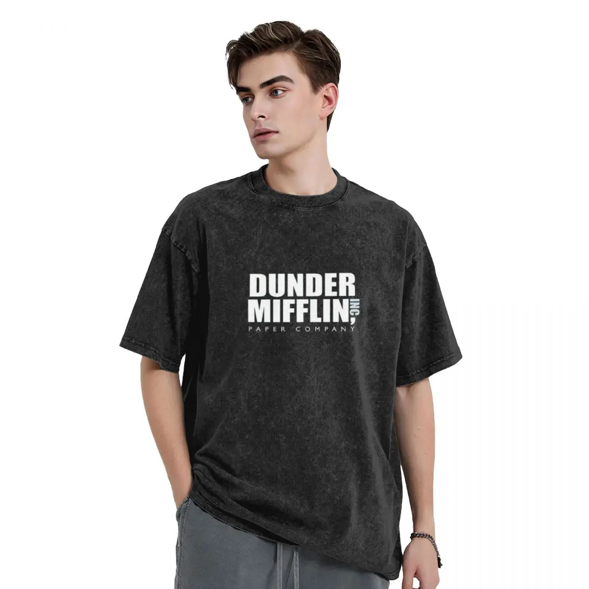The Office Dunder Mifflin-removebg-Предварительный просмотр ретро промытая футболка мужские