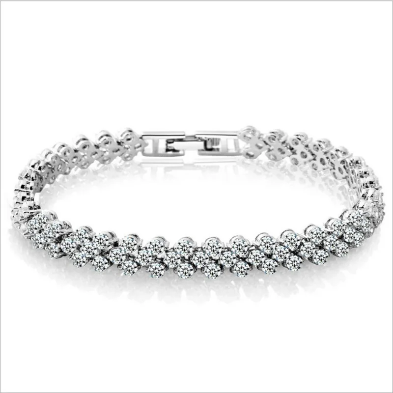 

Bracelet Fine Jewelry Gift Silver Color Rose Gold Women Bracelet for Female Crystal Heart Charm Bracelet Women Bridal Wedding