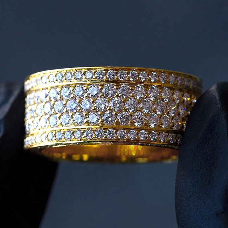

New Eternity Wedding Bands Women's Rings Luxury Gold Color Paved Cubic Zirconia Simple and Elegant Female Anniversary Jewelry