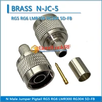 1x pcs l16 n male crimp for rg5 rg6 lmr300 5dfb 5d fb cable plug rf coaxial straight brass nickel plated