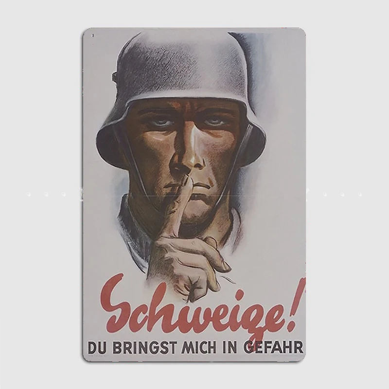 

WWII Keep Quiet Vintage German Poster Metal Sign Mural Painting Cinema Living Room Cinema Funny Tin Sign Poster