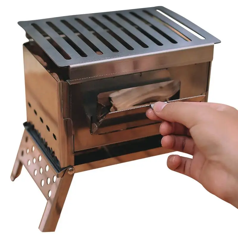 

Tent Wood Stove Mini Detachable Outdoor Wood Burning Stove With Storage Bag Portable BBQ Cooker Camping Stove For Traveling