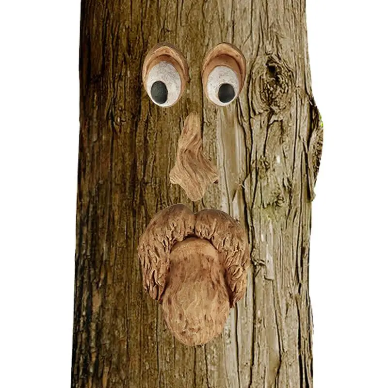 

Resin Face Tree Bark Facial Features Decoration Easter Outdoor Creative Props Garden Decoration Outdoor