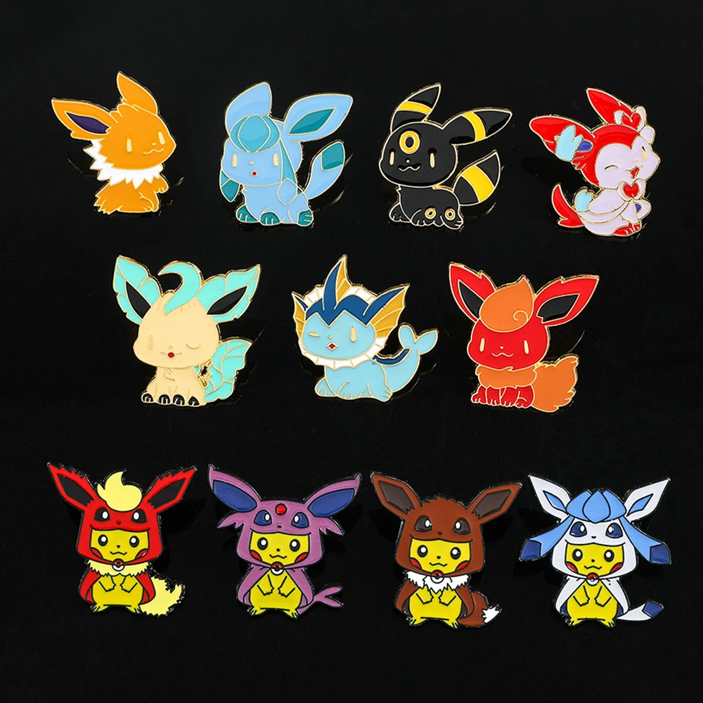 

Cartoon Anime Pokémon Metal Enamel Brooch Kawaii Pikachu Eevee Lapel Pin for Fan Collection Jewelry Accessories Toy Gift
