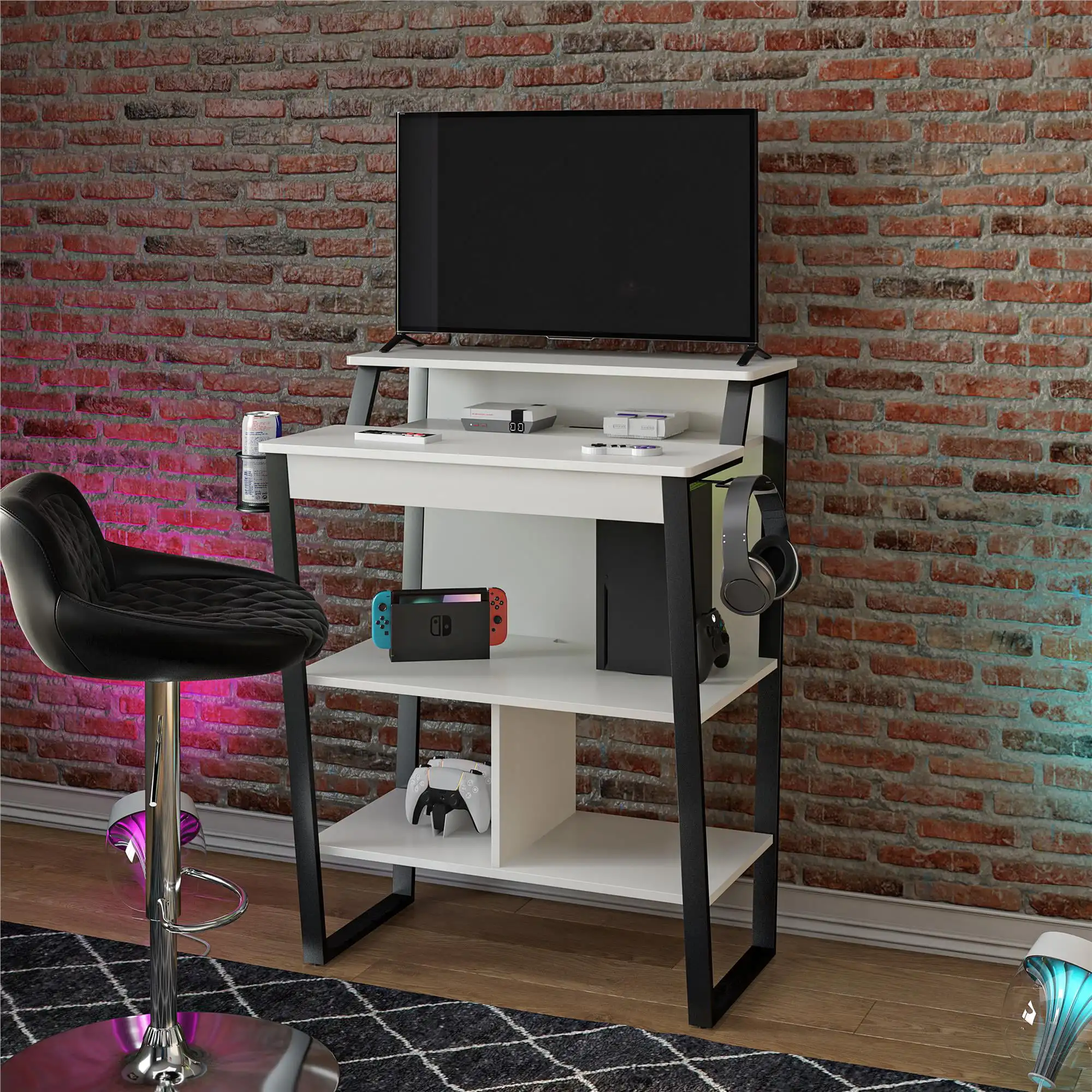 

Ntense Hero Standing Gaming Desk/ Arcade Stand, White