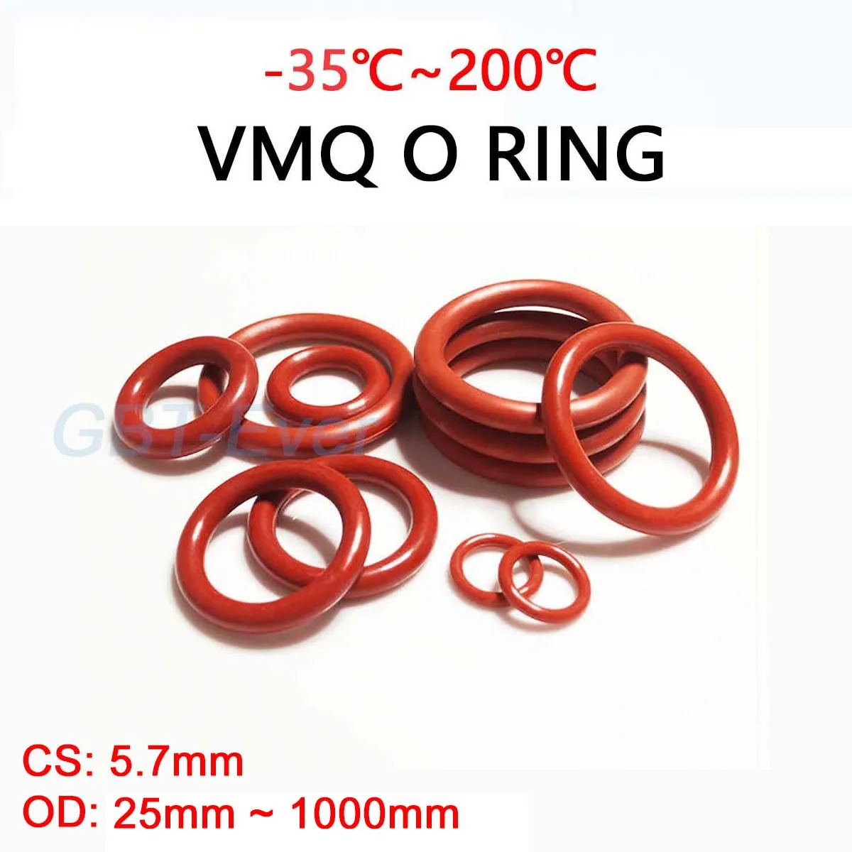 VMQ Красная силиконовая уплотнительная прокладка CS 5,7 мм наружный диаметр 25 мм ~ 1000 мм Силиконовая уплотнительная шайба Пищевое уплотнительное кольцо Водонепроницаемое и изолированное