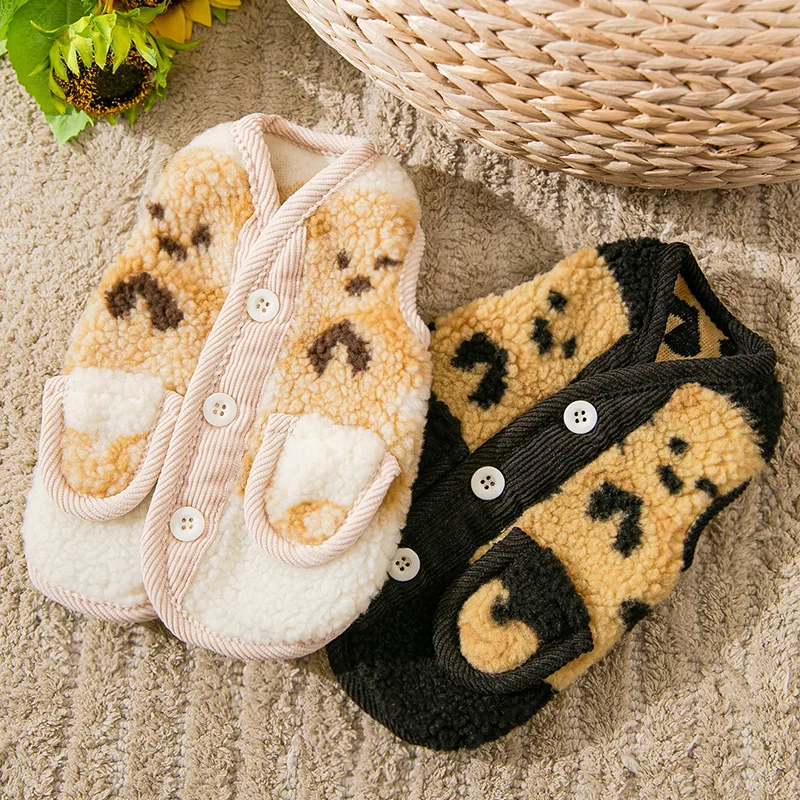 

Autumn and Winter Bear Printed Cardigan Teddy Warm Cotton Padded Clothes Pet Clothes Dog Warm Clothing