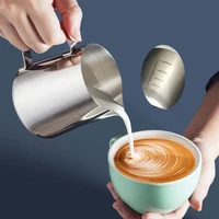 stainless steel coffee pot milk jugs pitcher cup frothing with tick mark for make milk coffee accessories 350ml600ml latte cup