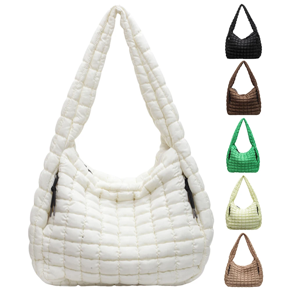 Стеганая сумка через плечо легкая сумка-тоут-пуховик большая мягкая пышная для