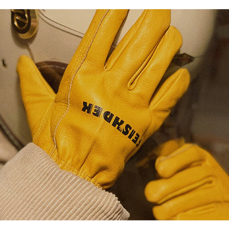 

Motorcycle Gloves Cowhide Leather Hand Gloves For Motorcycle Wear-resistant Riding Outdoor Camping Work Gloves Guantes NR278