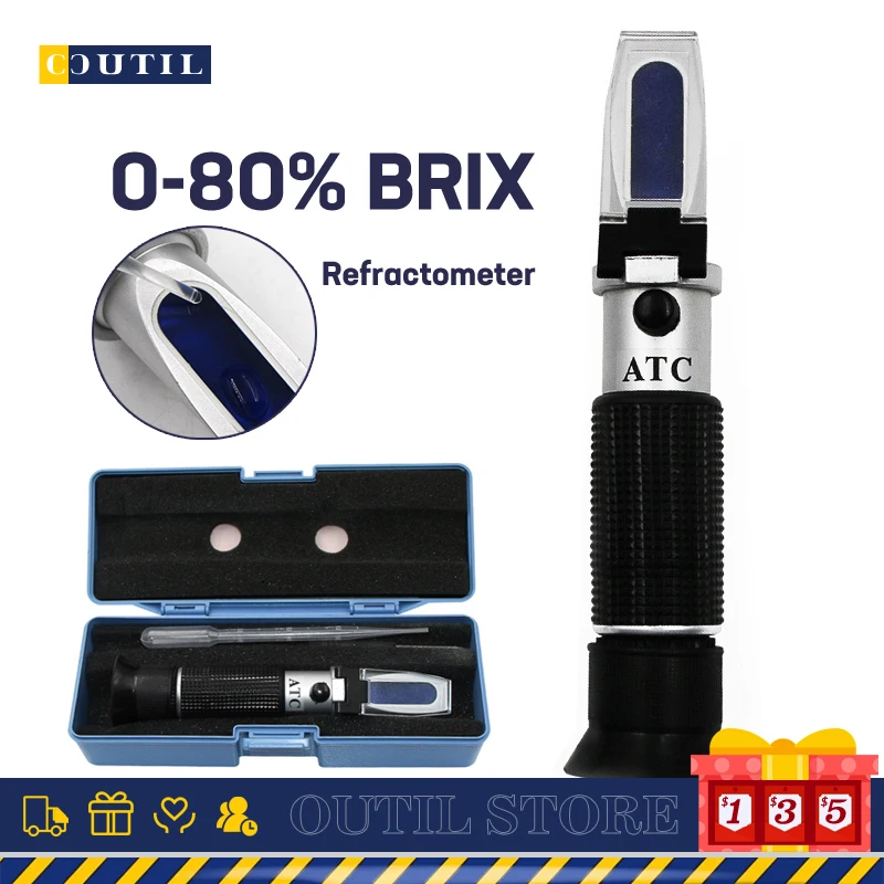 0-80% Brix Mete Portable Handheld Refractometer Food And Beverage Sugar Content Detection Analyzer Transparent Liquid Detect