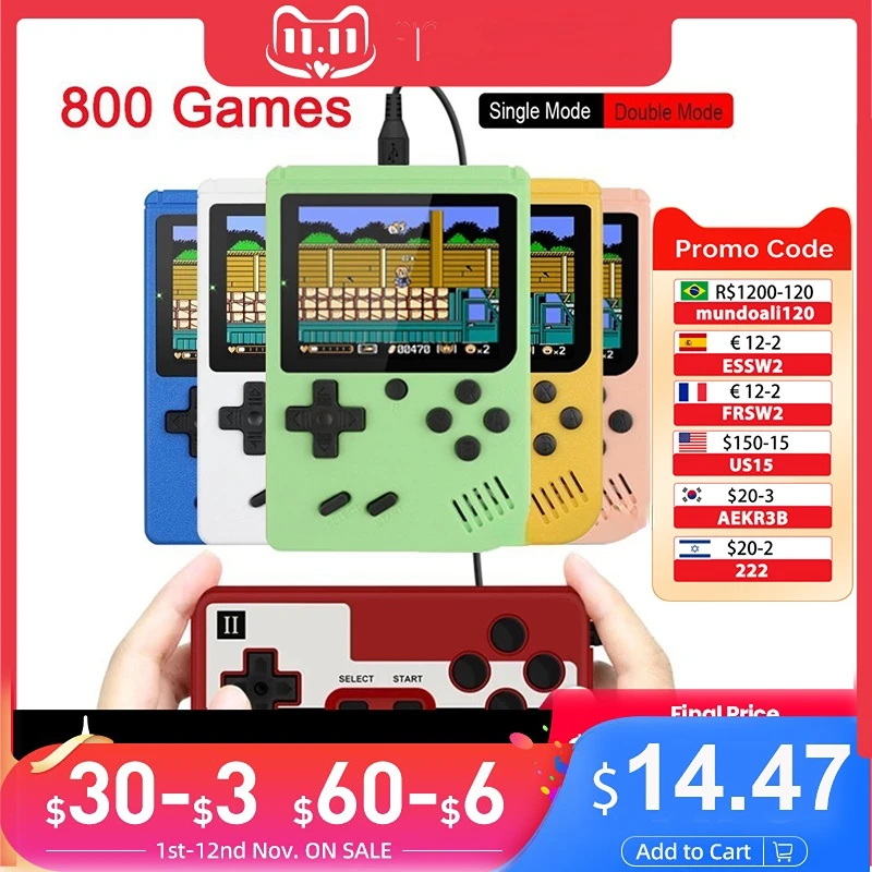 

500 IN 1 Retro Video Game Console Handheld Game Player Portable Pocket TV Game Console AV Out Mini Handheld Player for Kids Gift