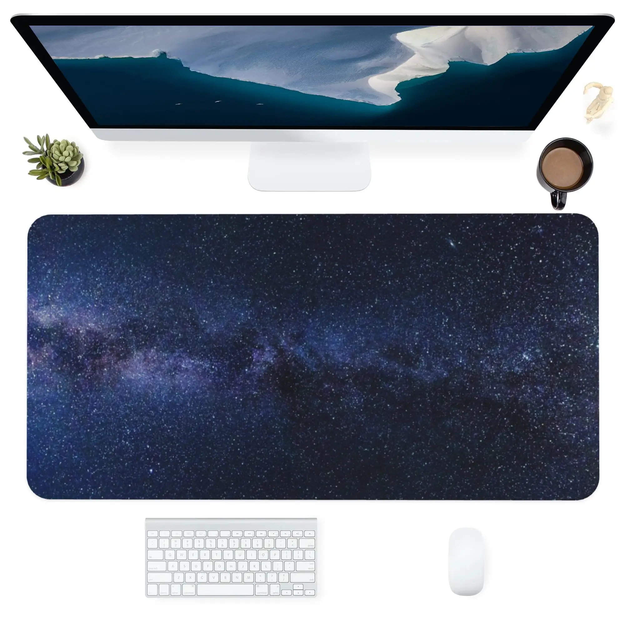 

Shine Stars Print Fabric Mouse Pad Office Carpet Desk Pad Mouse Mat Black Big Mousepad Rubber Mat for Computer Table