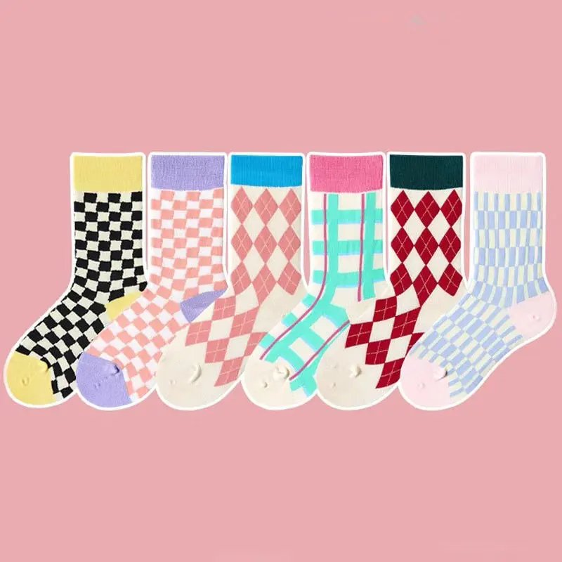 

Socks Men Women Unisex Checkerboard Diamond plaid Socks For Girls Gift Cute Cotton Sock Harajuku Fashion Calcetines Mujer Sox