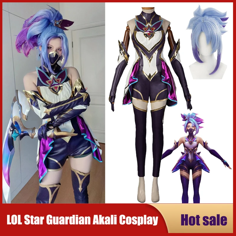 

Game LOL Star Guardian Akali Cosplay League Of Legends Women Sexy Set Costume Halloween Christmas Party Cos Dress Outfit Fullset