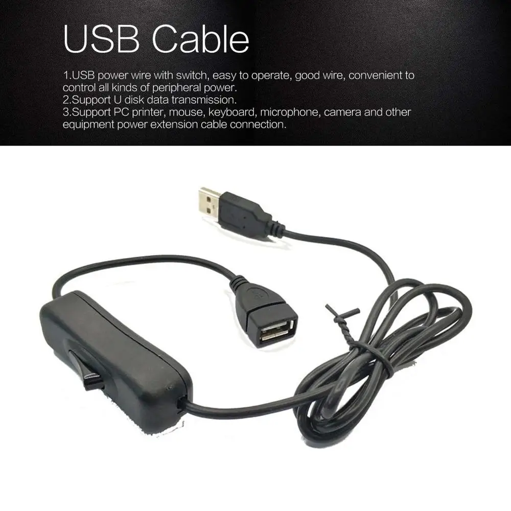 

USB Male to Female Extension Cable With Switch 1M Power Line 4-core 28AWG Pure Copper Wire Support U disk data transmission