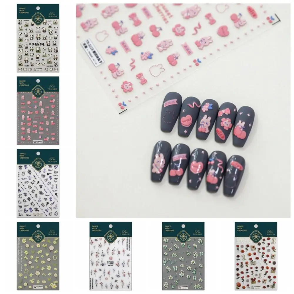 

Manicure Ornaments Cartoon Panda Nail Stickers Animals Pattern DIY Nail Decorations Flowers Nail Decals Cartoon Nail Accessoires