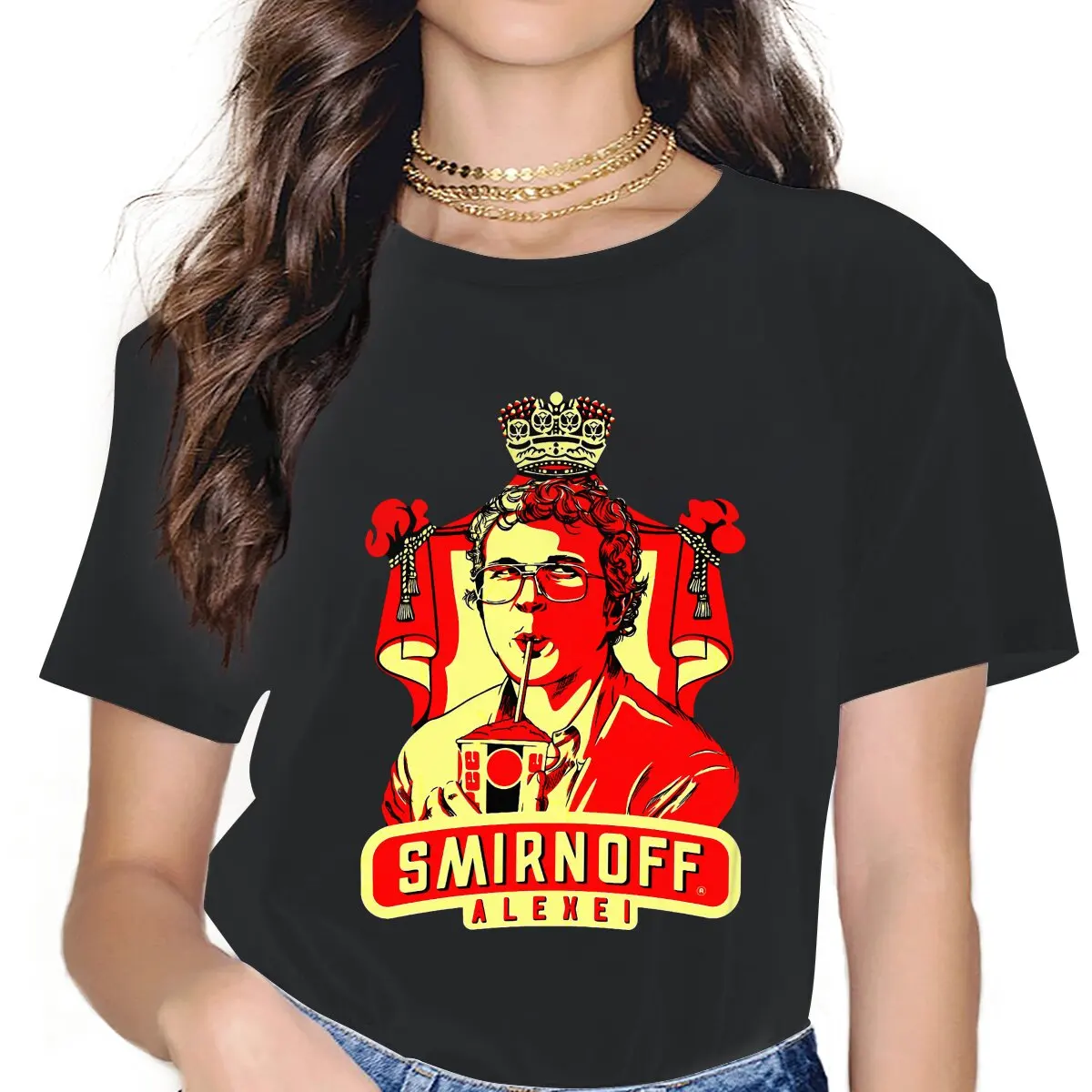 

Женские рубашки Smirnoff «очень странные дела», Joyce, Джим Майк одиннадцать, свободные винтажные женские футболки в стиле Харадзюку, повседневны...