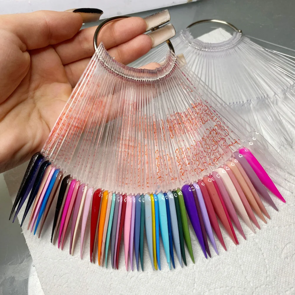

40pcs/pack Nail Showing Shelf Color Card Fan Shape Nail Art Display Sticks Swatches False Tips Sharp Practice Manicure Tools
