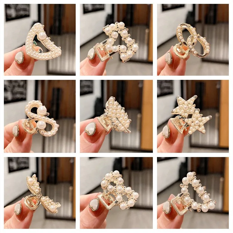 

Hot Sale Pearl Rhinestone Grab Clip for Girls Women Star Floral Bow Glitter Hairpins Girls Gifts Headwear Hair Accessories