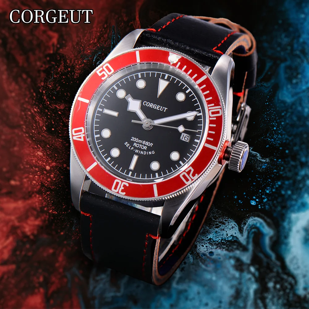 

CORGEUT 41mm Premium Fashion Luxury Pilot Men's Watch Multitime Zone Date Sapphire Glass NH35 Automatic Mechanical Watch for Man