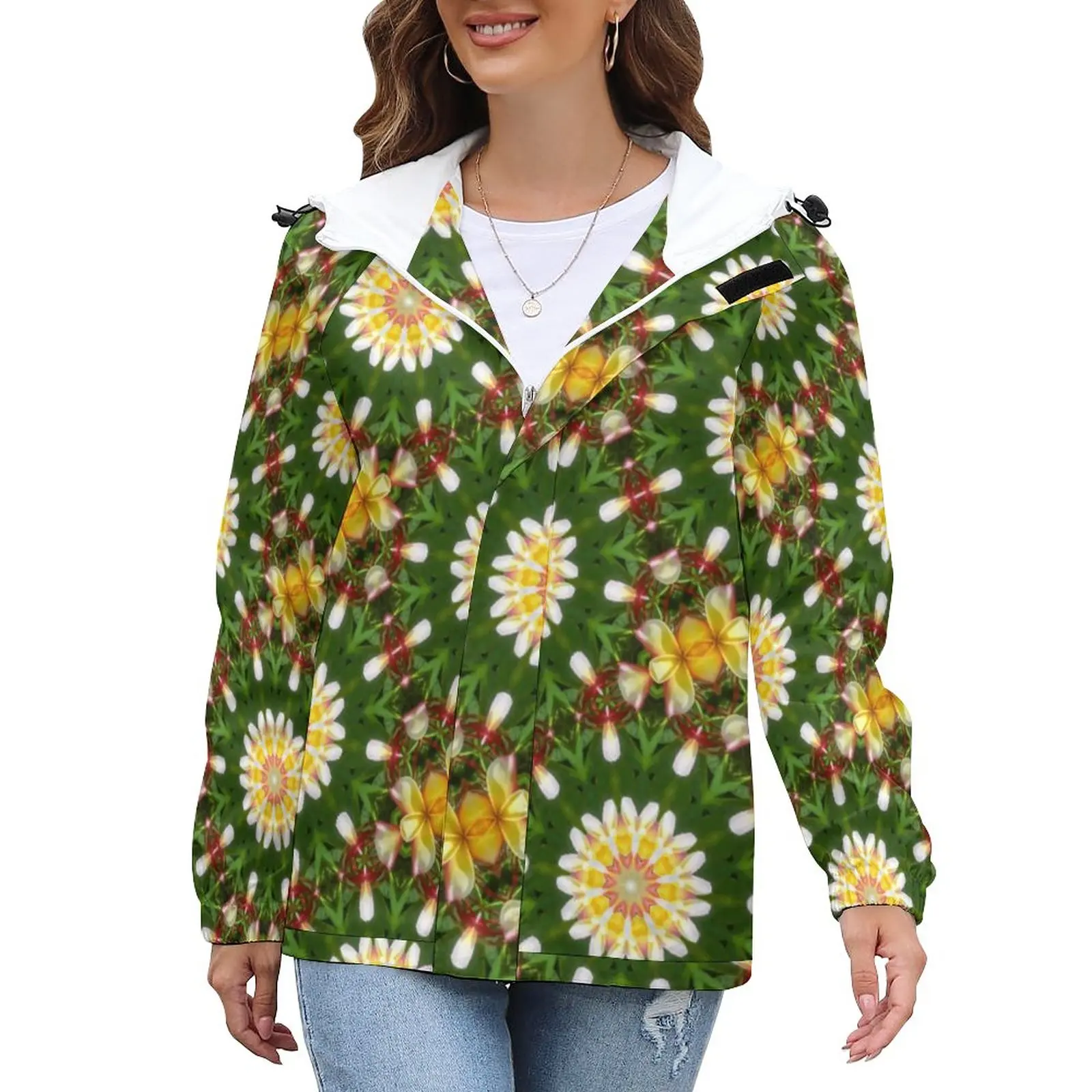 

Женская Повседневная куртка с абстрактной мандалой, водонепроницаемые пальто с цветочным принтом в стиле ретро, уличная модная дизайнерск...