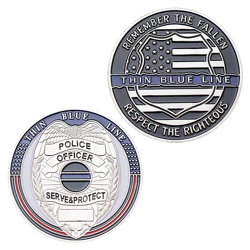 

Сувенирная монета с тонкой синей линией из США, Посеребренная монета, помните о опавшем уважении, монета с испытанием праведных