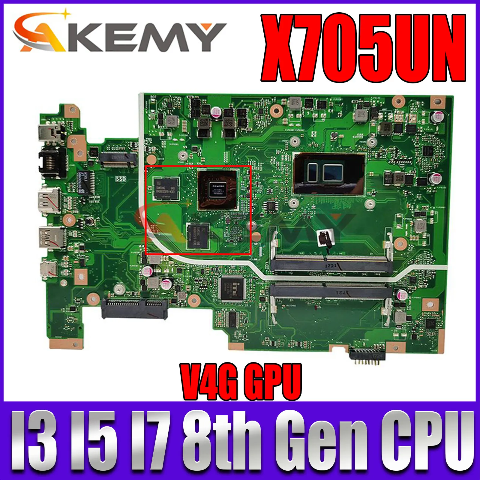 

Материнская плата X705UN V4G GPU I3 I5 I7 для ASUS X705UV X705UF X705UVR X705UB X705UNR X705UQ X705UQR X705UW X750U, материнская плата для ноутбука