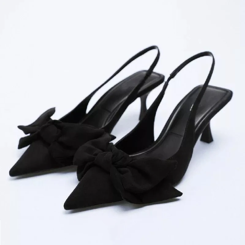 

Women Fashion Butterfly-Knot Band Bling High Heels Beach Women's Heels Pointed Toe Soft Women Pumps Sexy Buckle Vintage