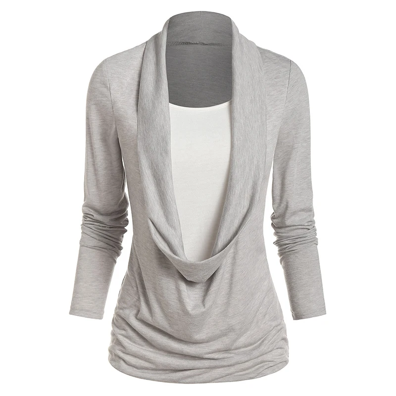 

Женский Повседневный костюм-двойка с длинным рукавом, повседневные футболки с длинным рукавом, женские топы, Женская Осенняя Новая мода