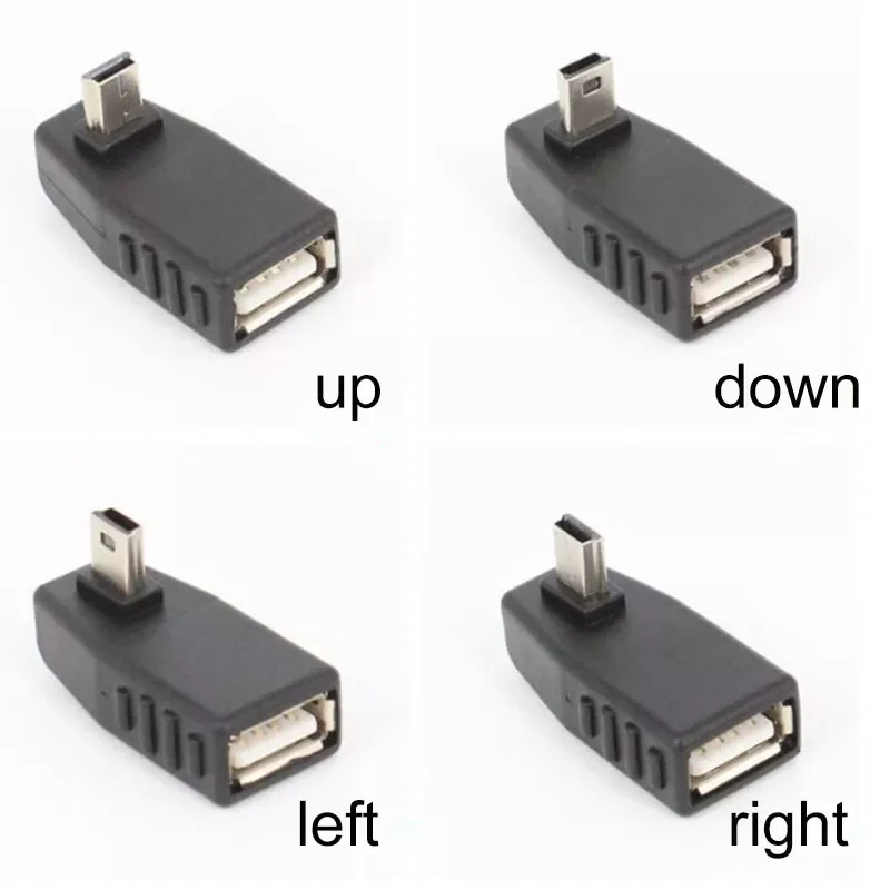 

Degree Mini USB 5Pin Male to USB Female Connector OTG Adapter Angle Converter for Car MP3 MP4 Tablets Phone U-Disk