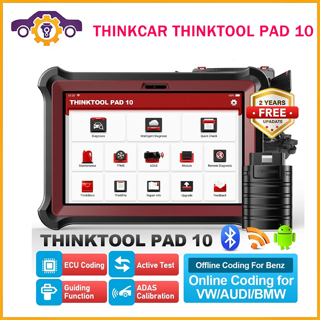 

THINKCAR THINKTOOL PAD10 OBD2 автомобильный сканер, профессиональный ABS A/F IMMO 34 сброс, кодирование ЭБУ, активный тест, автомобильный диагностический инструмент