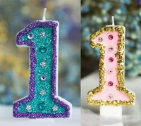 mermaid rhinestone birthday candle for cake supplies 100th day wedding party cupcake dessert blue pink glitter baking decoration