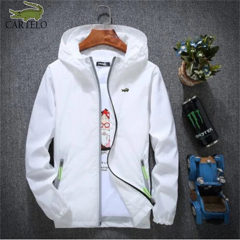 

Cartelo Men's and Woemn's Couples Sunscreen Coat Luminous Riding Running Shirt Thin Zipper Closed Solid Color Embroidered Jacket
