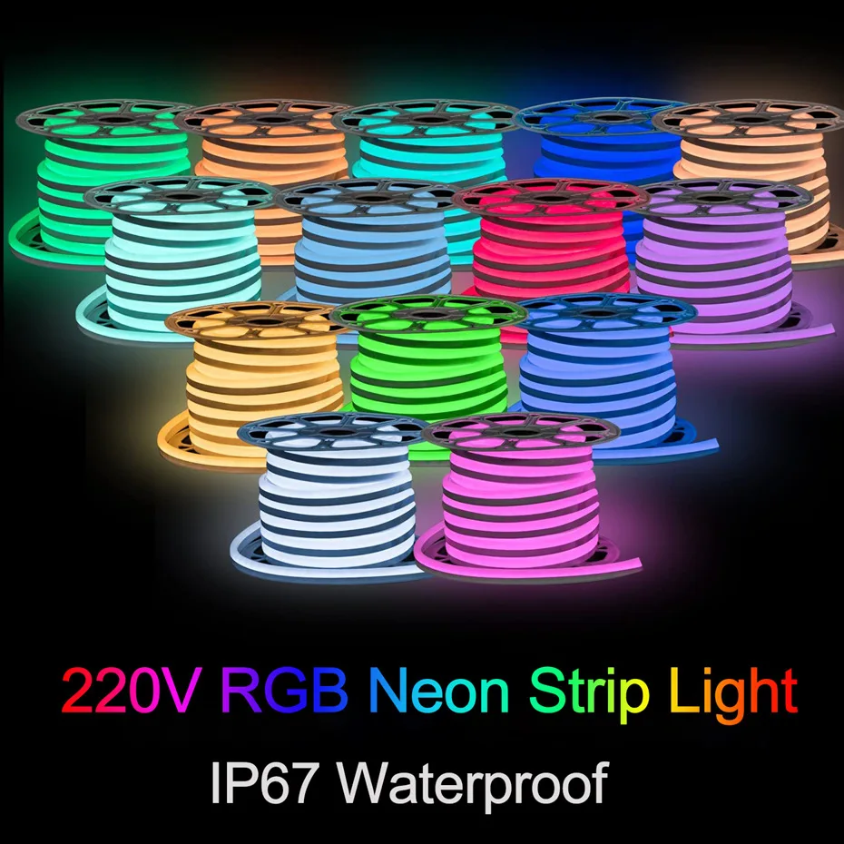 Светодиодсветодиодный неоновая лента Tuya с поддержкой Wi-Fi RGB SMD 5050 220 В гибкая