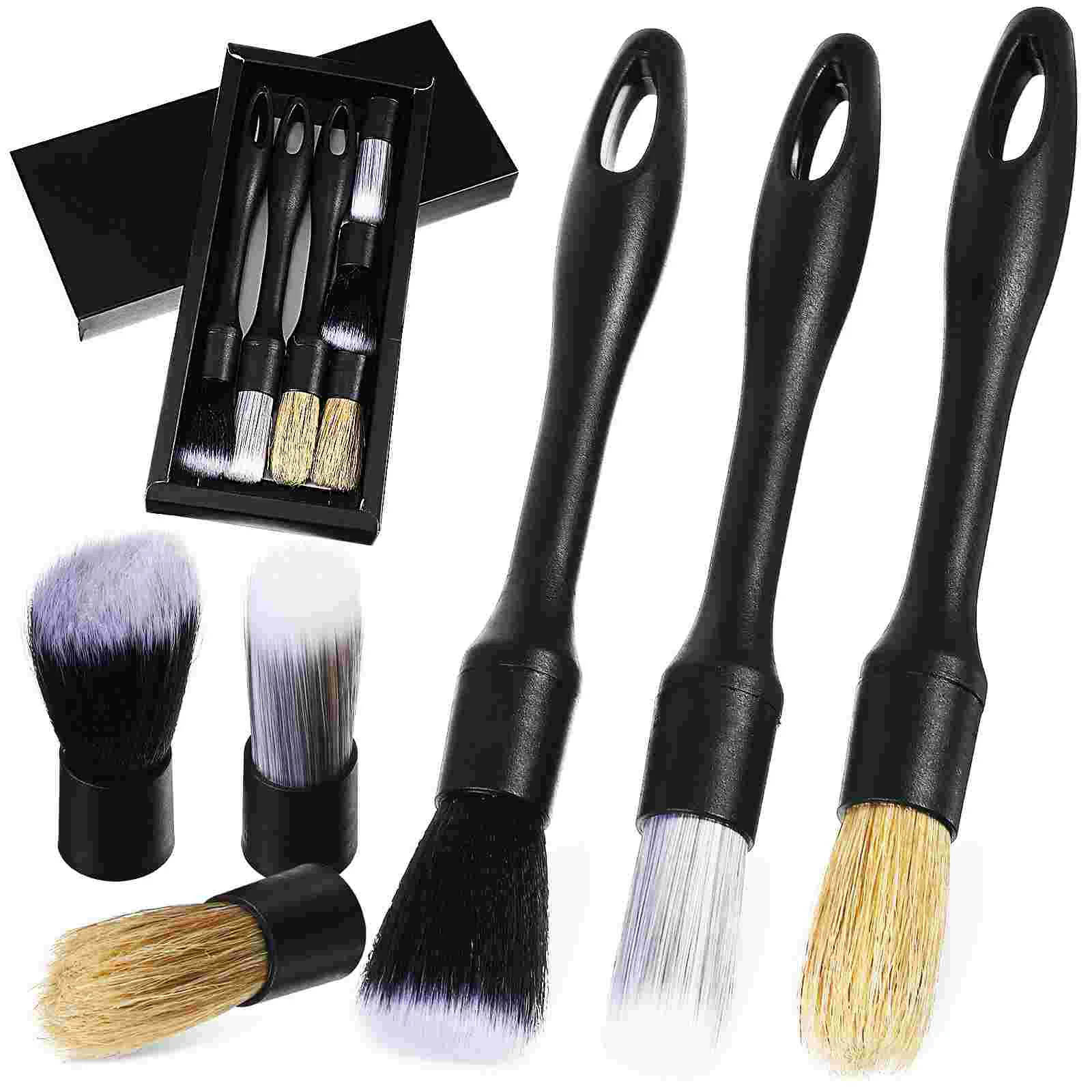

1 Set Auto Detailing Brush Kit Portable Car Detail Cleaning Tools Car Detailing Kit with Replacement Brush Heads