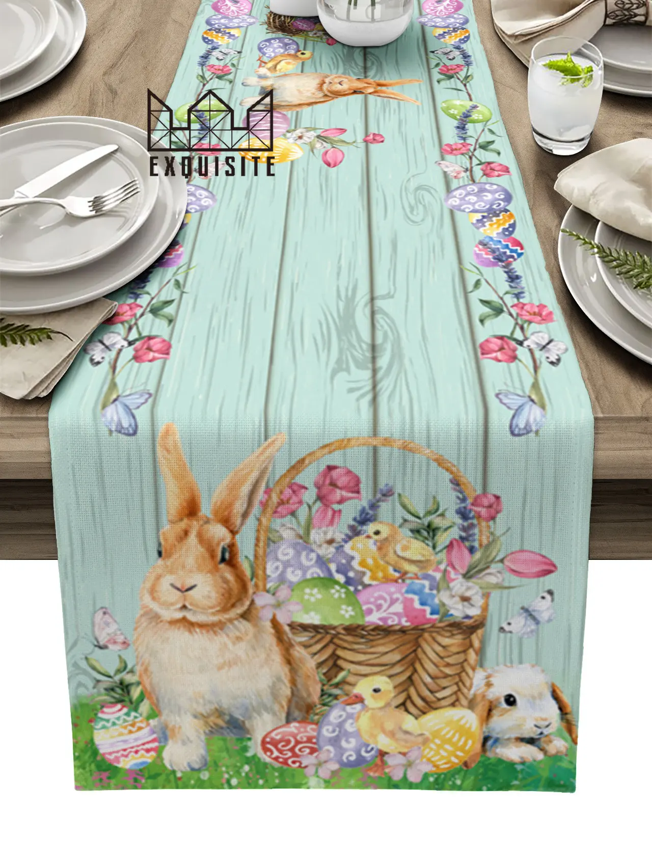 

Пасхальный декор 2023, Пасхальный кролик, яйцо, цветок, железная скатерть, свадебное украшение, кухонный обеденный стол, коврик, салфетка, домашний декор