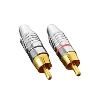 6pcs high quality rca connector audio video av plug 270 rca gold plated redblack