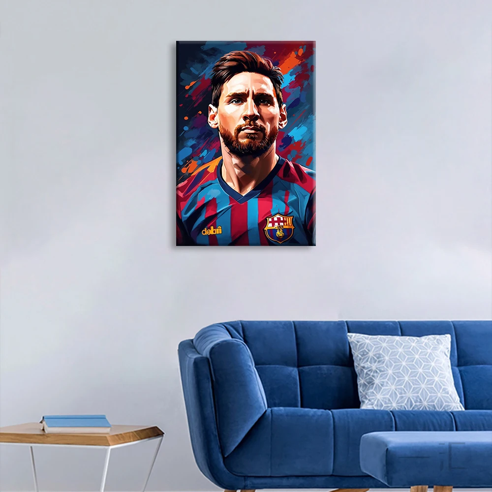 

Messi Canvas Wall Art Print Football Player Art Mural for Living Room Office Home Wall Decor Gift for Friends Unframed
