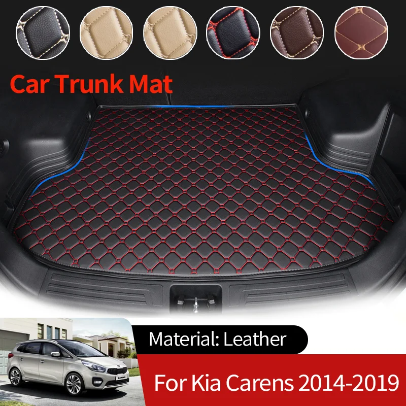 

for Kia Carens Rondo RP 2014~2019 Leather Car Boot Liner Cargo Rear Trunk Mats Luggage FLoor Tray Waterproof Carpet Accessories