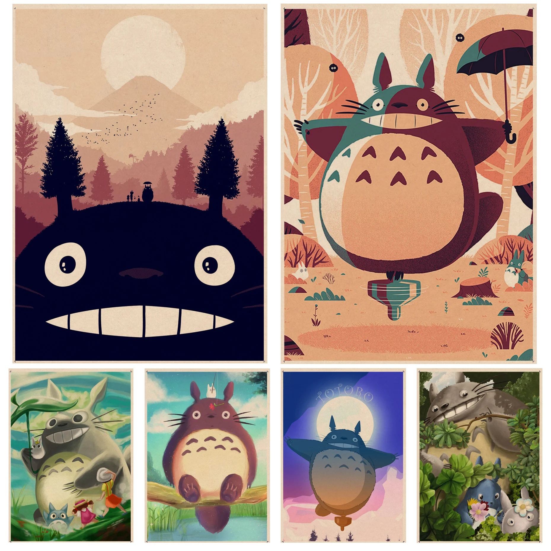 

Antik Tonari No Totoro Miyazaki Anime Posters For Living Room Bar Decoration Stickers Wall Painting