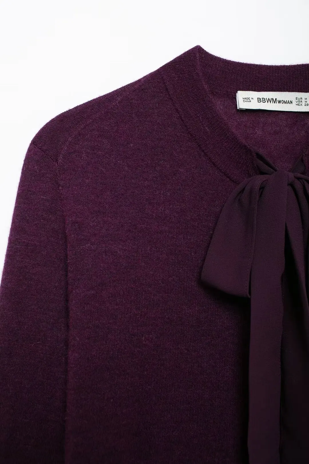 TRAFZA женский тонкий бордовый кардиган свитер с бантом смешанный осень-зима 2023