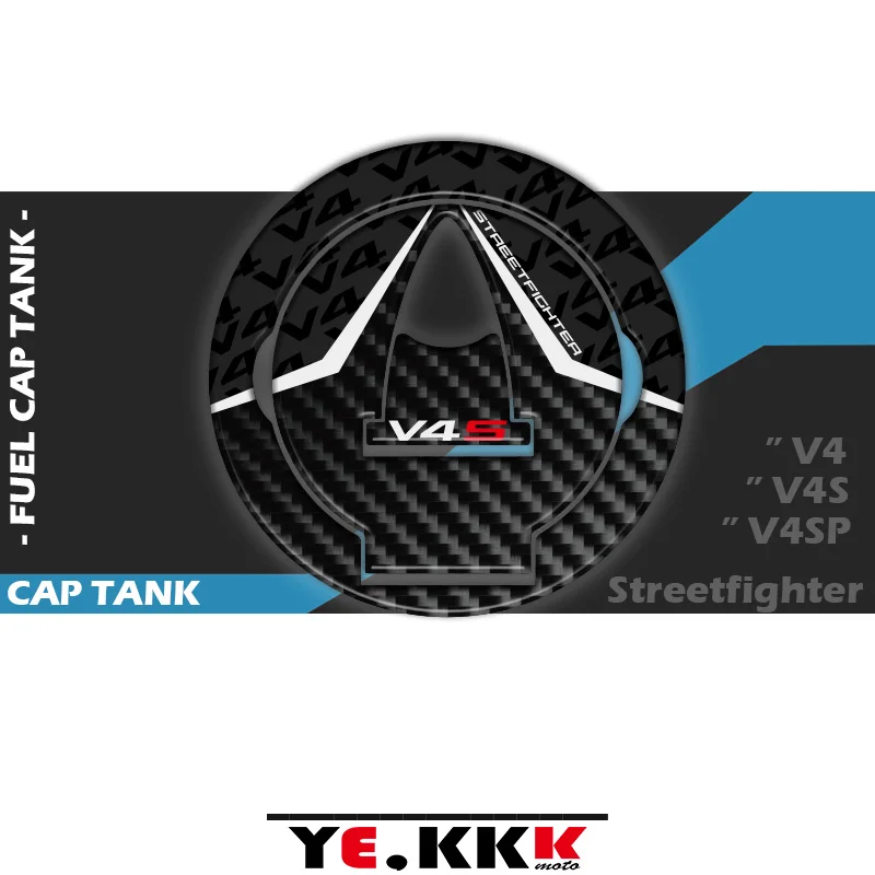 

For Ducati Streetfighter V4 V4S V4SP 3D Fuel Tank Cap Sticker Fuel Cap Decal Carbon Fiber Texture V4 V4S V4SP Logo