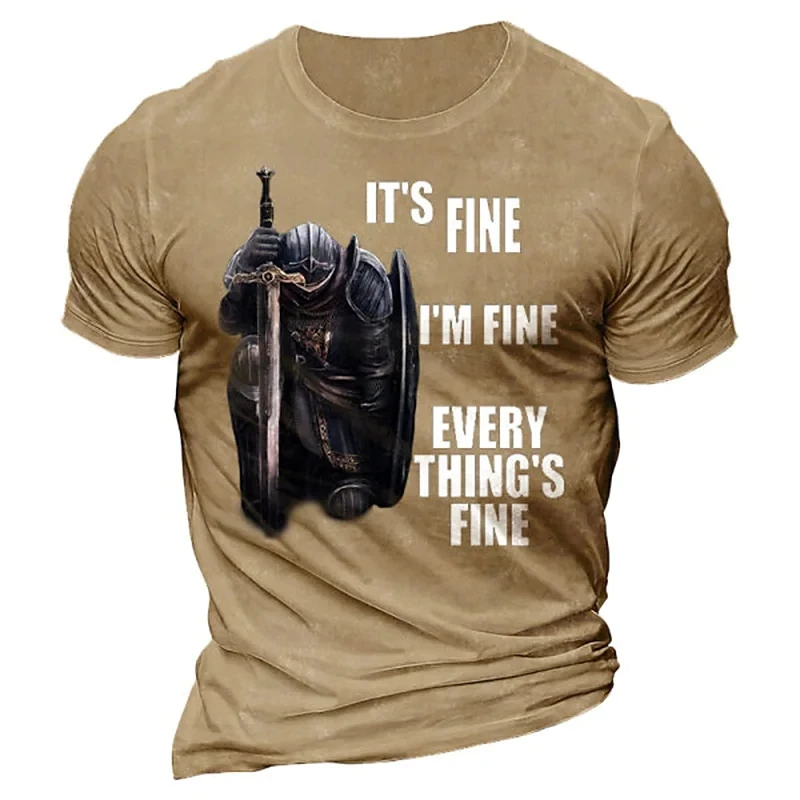

Футболка мужская с 3D-принтом, модный винтажный топ с коротким рукавом, с самураем, рыцарем, темпларом, летняя одежда