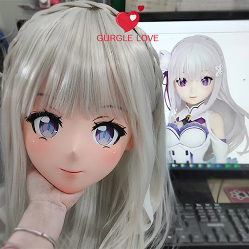 (GL51) косплей-платье с имитацией персонажа из смолы, японская маска Кигуруми для косплея Re Zero Kara Hajimeru Isekai Seikatsu Emilia