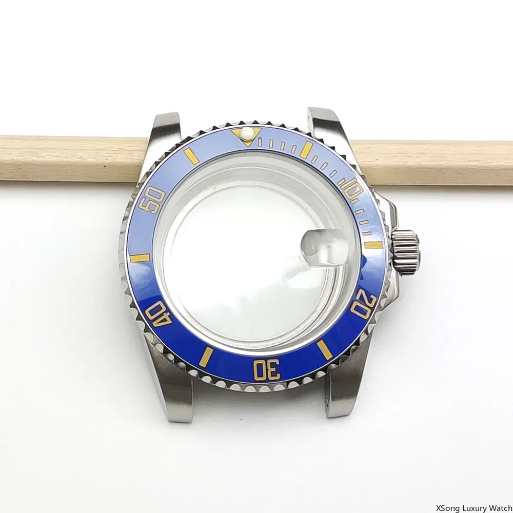 40mm cases Watch Case Men's mechanical watch Stainless Steel Cases Parts Sapphire Glass Fit nh35 nh36  8215 Mechanical Movement