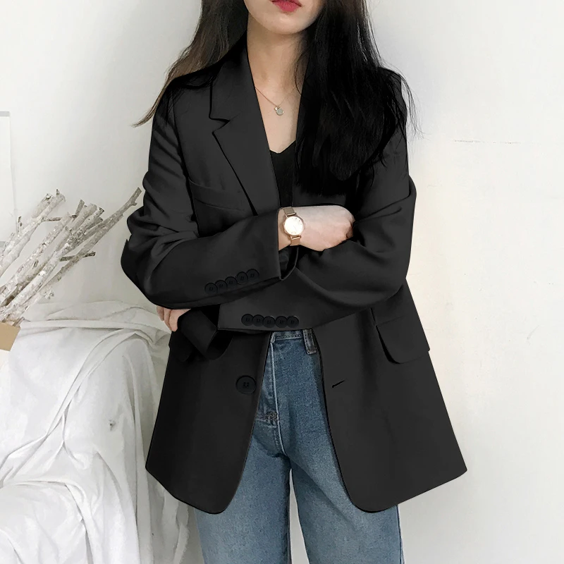 Elegant White Casual Blazer Jacket Korean Women Autumn Office Lady Black Blazer Female Work Suit Coat Ladies Slim Outerwear 2022