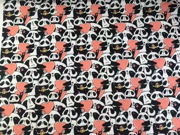 Хлопковая тканая ткань Showa с животными Милая Панда и сердце материал для шитья